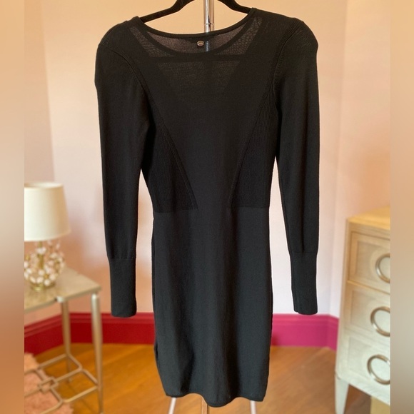 Guess Black Long Sleeve Form Fitting Mini Cocktail Dress Medium - Picture 4 of 13